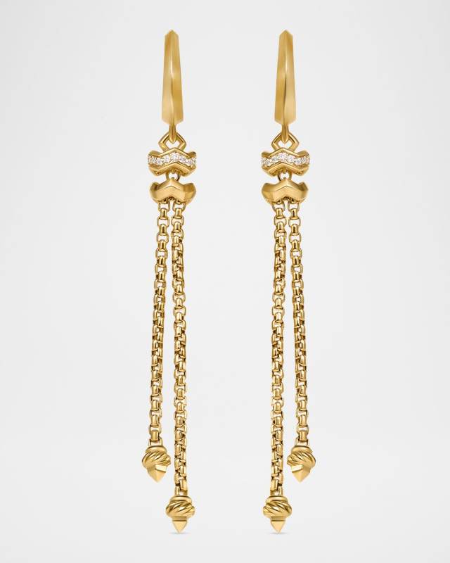 Zig Zag Stax Chain Earrings with Diamonds in 18K Gold, 64.5mm